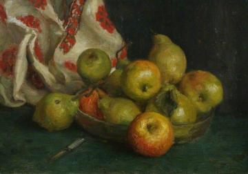 Dish of Fruit with Cloth Artwork by Henry Scott Tuke
