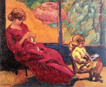 Madame Valtat Sewing And Her Son Jean Artwork by Louis Valtat