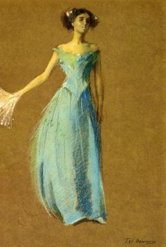 Lady in Blue, Portrait of Annie Lazarus Artwork by Thomas Wilmer Dewing