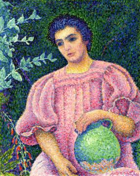 Woman in Pink Artwork by Paul Signac
