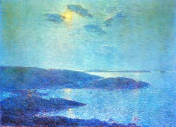 Moonlight Scene Artwork by Frederick Childe Hassam