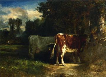 Cows In A Landscape Artwork by Constant Troyon
