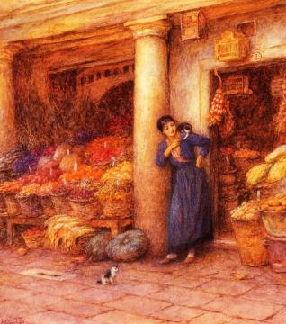 Venetian Fruit Stall Artwork by Helen Allingham