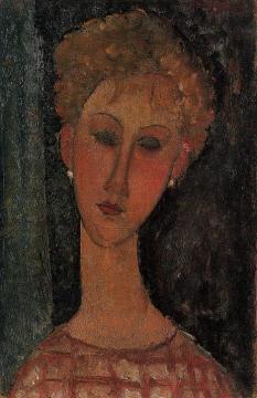 A Blond Wearing Earings Artwork by Amedeo Modigliani
