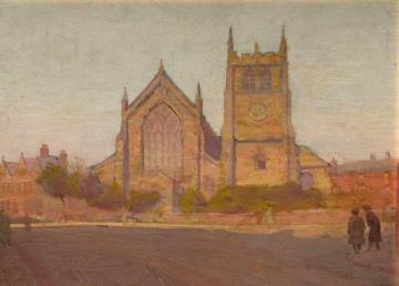 St Werburgh's Church From Wardwick, Derby Artwork by Ernest Townsend