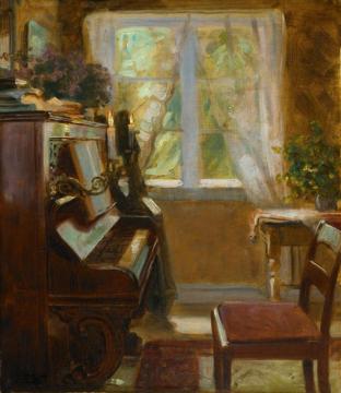 Interior With Wegmann's Piano Artwork by Bertha Wegmann