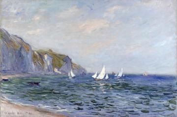 Cliffs And Sailboats At Pourville Artwork by Claude Oscar Monet