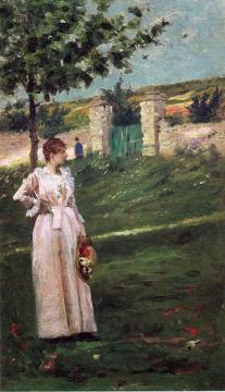 Woman in a Landscape Artwork by Charles Stanley Reinhart