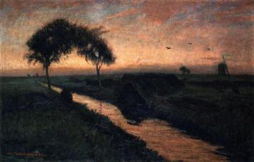 Evening at Moorkanal Artwork by Otto Modersohn