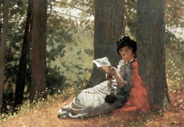 Girl Reading under an Oak Tree Artwork by Winslow Homer