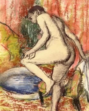 Woman Drying Herself after Bathing Artwork by Edgar Degas