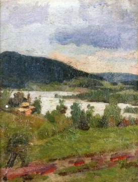 Landscape with Lake and Forest Artwork by Edvard Munch