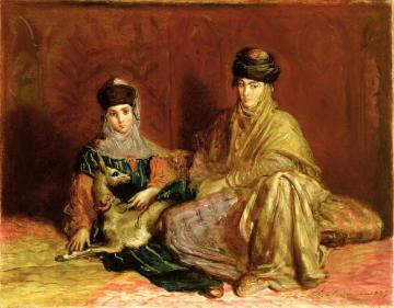 Woman And Little Girl Of Constantine With A Gazelle Artwork by Theodore Chasseriau