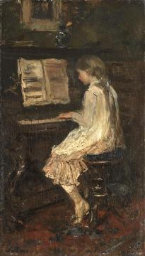 Girl at a piano Artwork by Jacob Maris