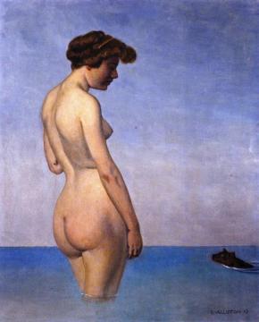 Bather With Dog Artwork by Felix Vallotton