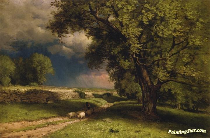 Landscape with Sheep Artwork by George Inness