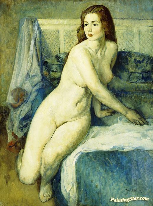 Nude in a Blue Interior Artwork by Leon Kroll