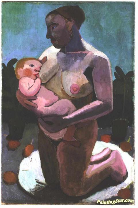 Kneeling Breast Feeding Mother Artwork by Paula Modersohn-Becker