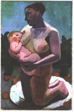 Kneeling Breast Feeding Mother Artwork by Paula Modersohn-Becker