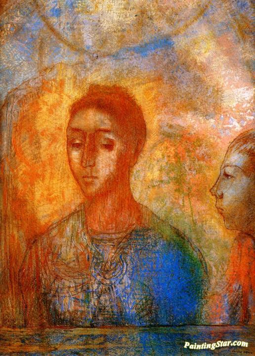 Portrait of Madame Redon with Ari Artwork by Odilon Redon