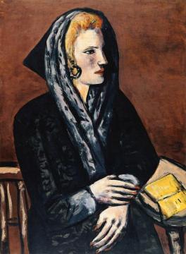 Lady With Gray Capuchon Artwork by Max Beckmann