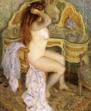 Nude Seated at Her Dressing Table Artwork by Frederick Carl Frieseke