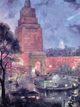 Wet Night, Washington Square Artwork by John Sloan