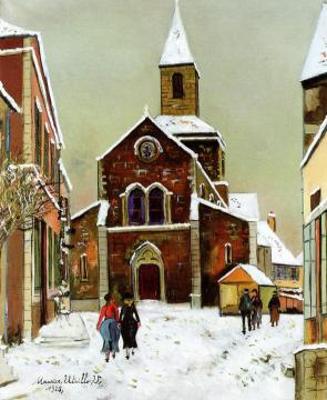 Church in the Snow Artwork by Maurice Utrillo