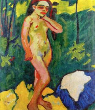 Girl in the Woods Artwork by Hermann Max Pechstein