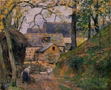 Farm at Montfoucault Artwork by Camille Pissarro