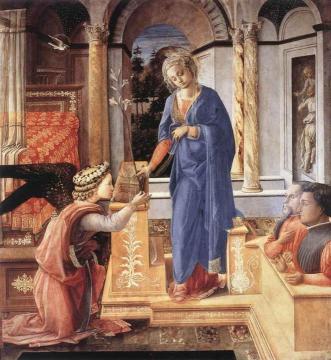 The Annunciation with two Kneeling Donors Artwork by Fra Filippo Lippi