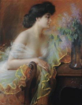 Lady With A Bouquet Artwork by Delphin Enjolras