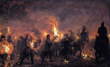 Students' Torchlight Procession Artwork by Adolph von Menzel