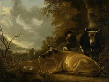 Landscape with Cows and Young Herdsman Artwork by Aelbert Cuyp