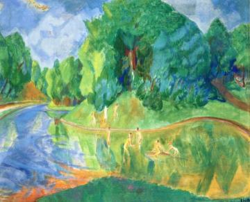 Bathers in the Park Artwork by Erich Heckel