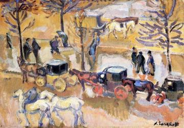 Coachmen Waiting In Place Du Maine Artwork by Nicolas Tarkhoff