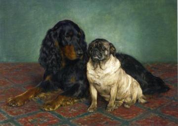 A Gordon Setter And A Pug Artwork by Otto Bache