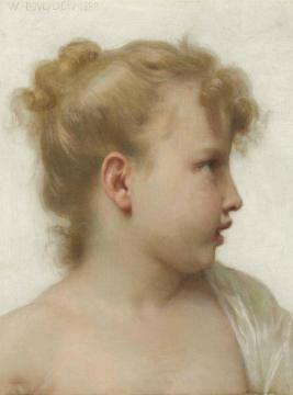 Head of a Little Girl (study) Artwork by William Adolphe Bouguereau