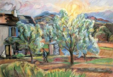 Landscape with Garden and People Artwork by Nicolas Tarkhoff