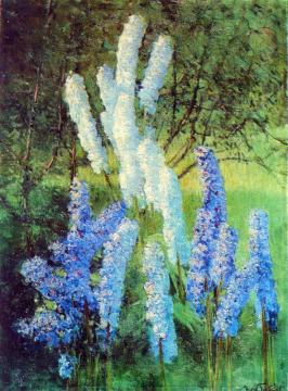 Delphiniums In The Garden Artwork by Igor Grabar