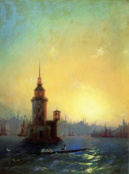 View of Leandrovsk tower in Constantinople Artwork by Ivan Constantinovich Aivazovsky