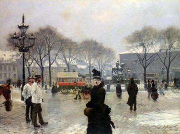A Winter's Day on Kongens Nytorv Copenhagen Artwork by Paul Gustave Fischer