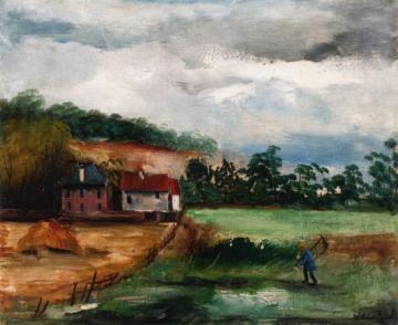 Landscape With Worker Artwork by Maurice De Vlaminck