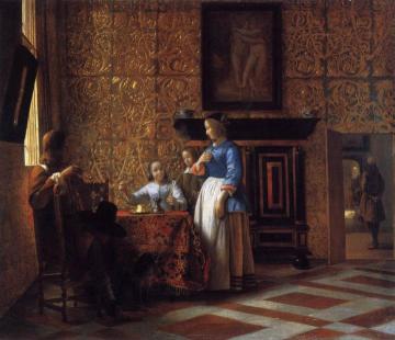 Interior with Figures Artwork by Pieter de Hooch