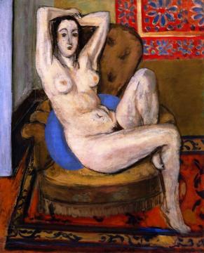 Nude On A Blue Cushion Artwork by Henri Matisse