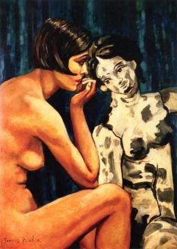 Woman with a Black and White Greek Sculpture Artwork by Francis Picabia
