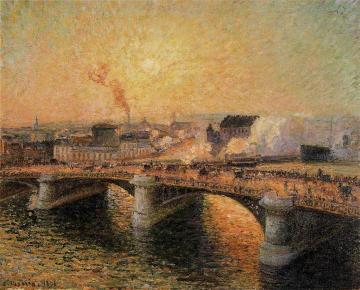 The Pont Boieldieu, Rouen: Sunset Artwork by Camille Pissarro
