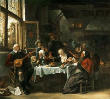 As The Old Ones Sing, So The Young Ones Pipe Artwork by Jan Steen