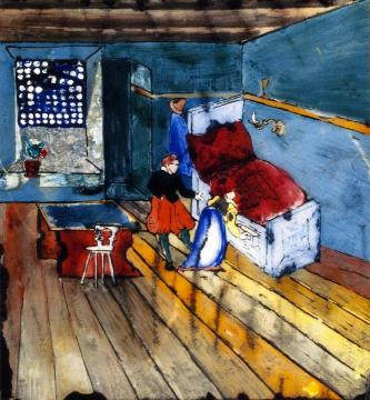 Interior with Man and Woman in Old German Costume Artwork by Franz Marc