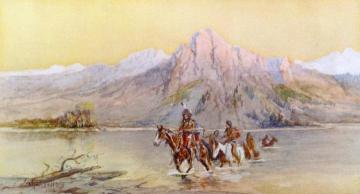 Crossing the Missouri, #1 Artwork by Charles Marion Russell